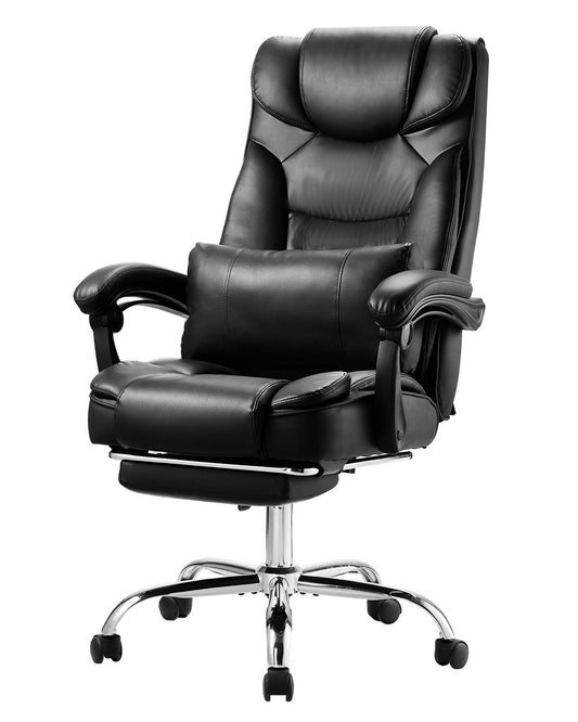 VEVOR Executive Chair High Back Office Chair with Footrest Lumbar Pillow Black