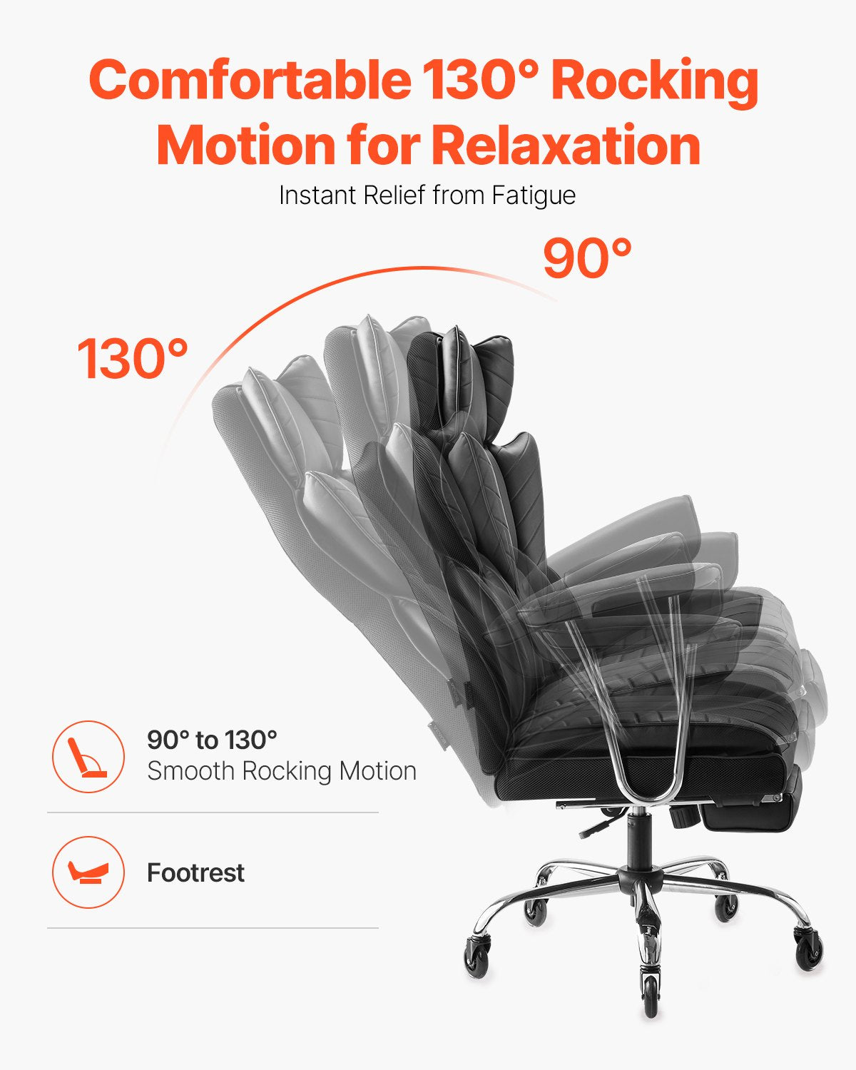 VEVOR Executive Office Chair High Back Chair Footrest & Removable Armrests Black