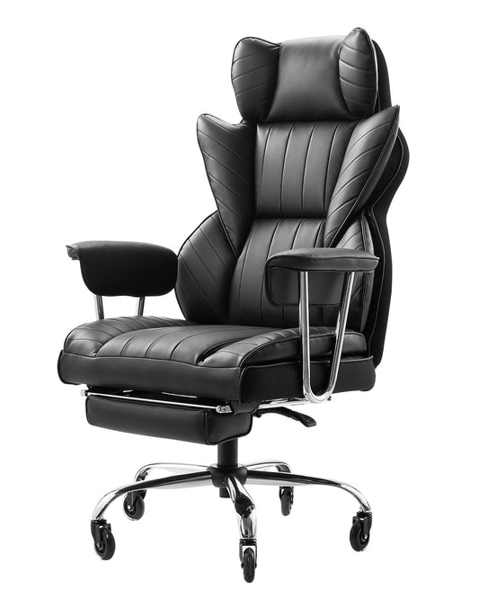 VEVOR Executive Office Chair High Back Chair Footrest & Removable Armrests Black