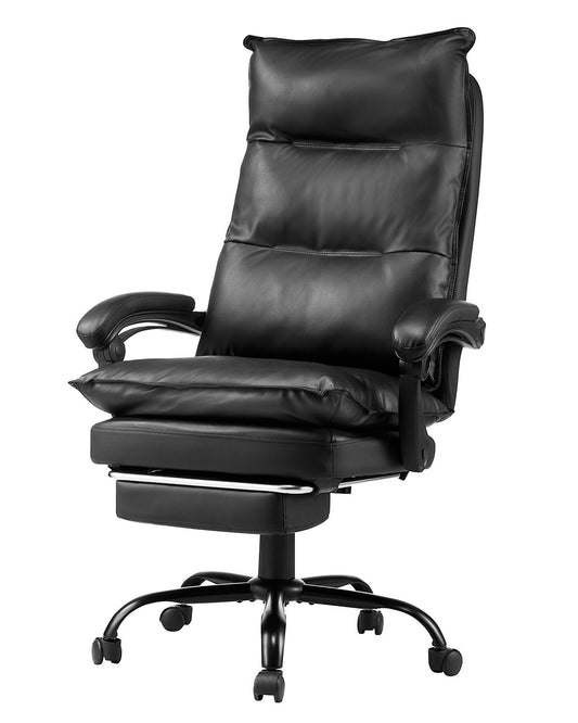 VEVOR Executive Office Chair High Back Chair with Footrest Lumbar Pillow Black