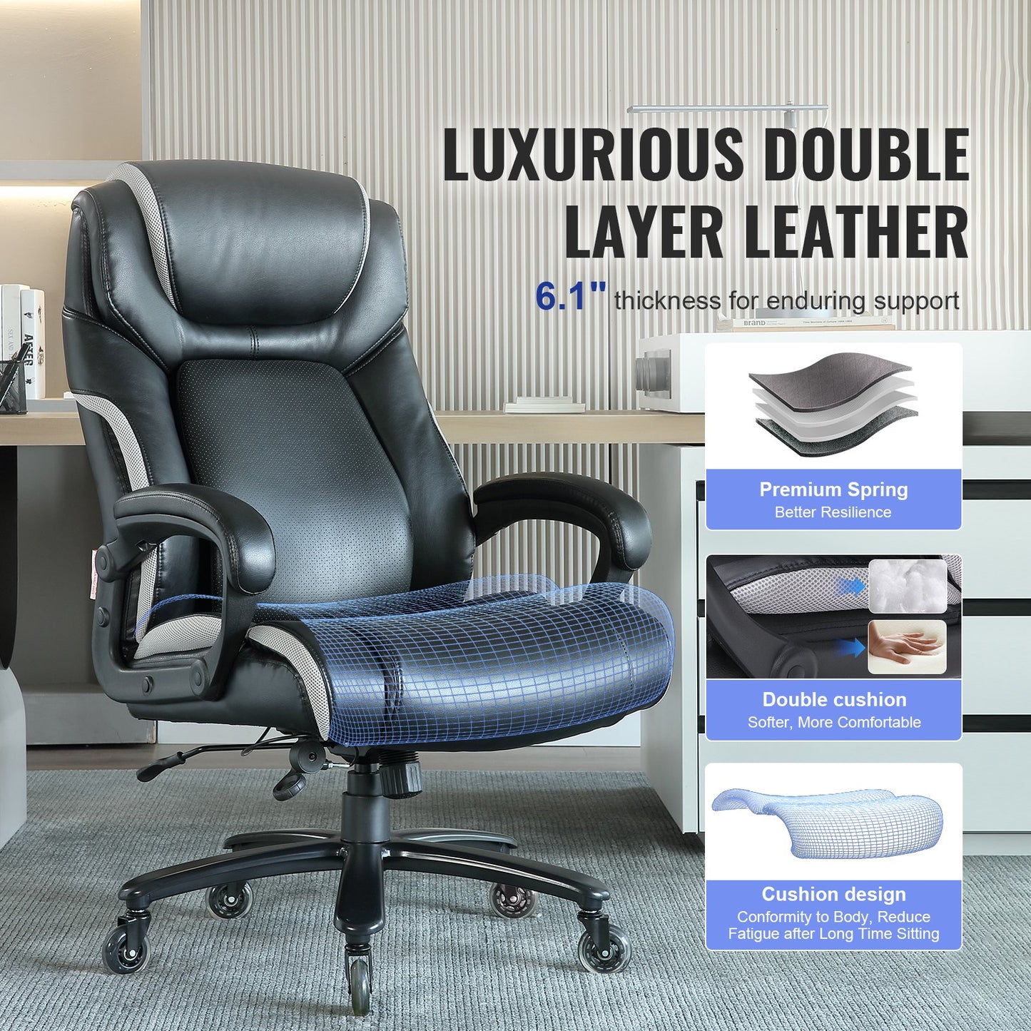 VEVOR Heavy Duty Executive Office Chair with Cutting-edge Adjustable Lumbar Support