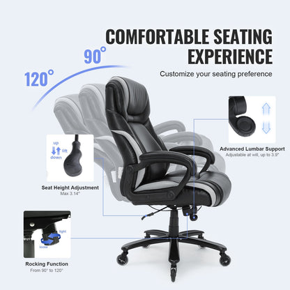 Heavy Duty Ergonomic Office Chair with Adjustable Lumbar Support for Big & Tall Users