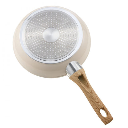 3 Pcs Frying Pan Aluminum Skillet Set 200 240 280 mm Handle Seasoned Beige