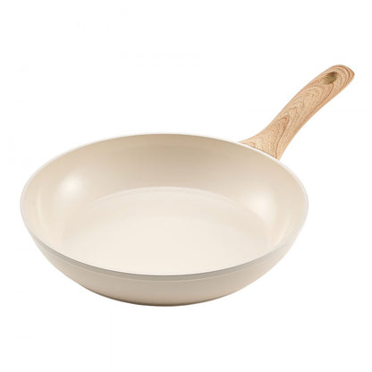 3 Pcs Frying Pan Aluminum Skillet Set 200 240 280 mm Handle Seasoned Beige