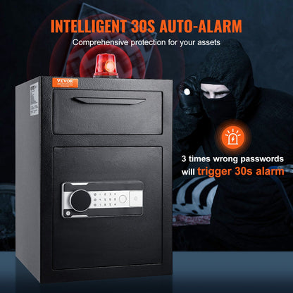 VEVOR 2.5 Cub Depository Safe, Deposit Safe with Drop Slot, Electronic Code Lock