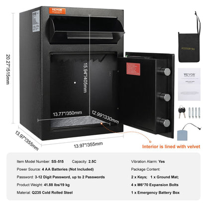 2.5 Cubic Meter Electronic Safe with Drop Slot and Auto-Alarm System