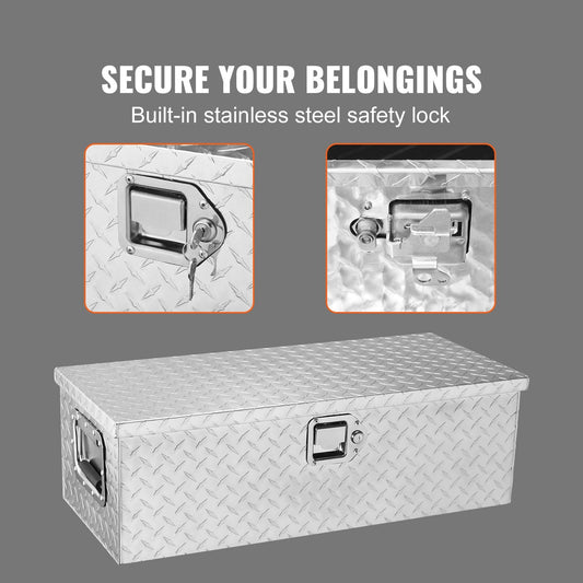 Heavy Duty Aluminum Truck Tool Box with Lock & Side Handle, 76cm x 33cm x 24cm