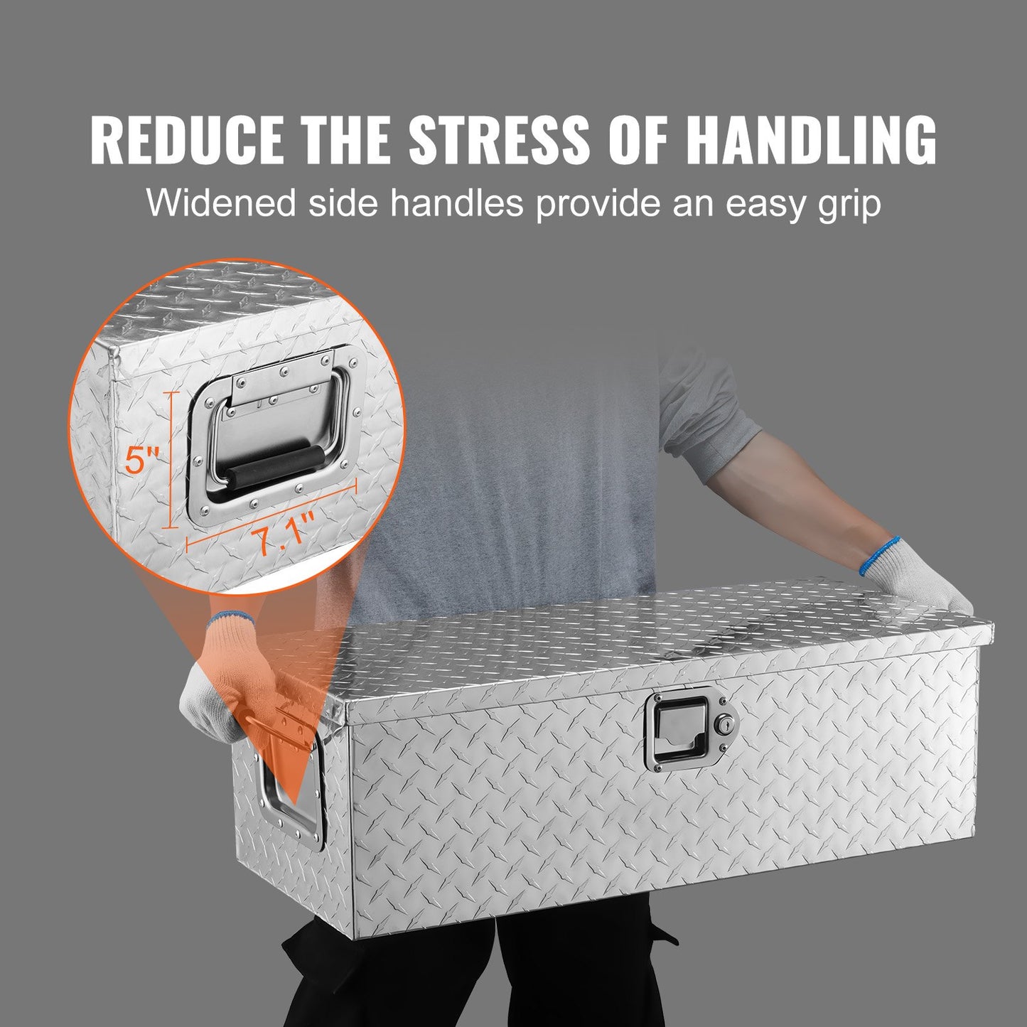 VEVOR Heavy Duty Aluminum Truck Bed Tool Box, Diamond Plate Tool Box with Side Handle