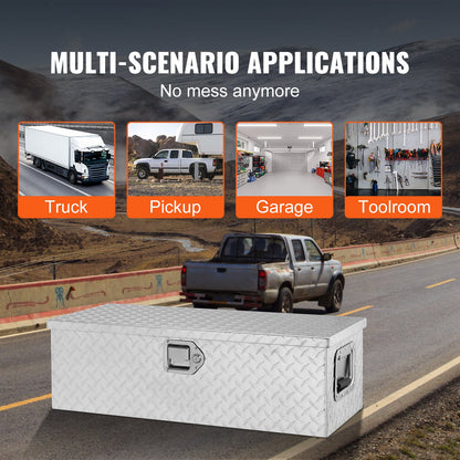 VEVOR Heavy Duty Aluminum Truck Bed Tool Box, Diamond Plate Tool Box with Side Handle