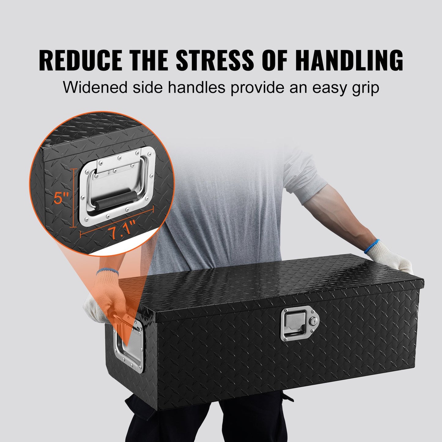 VEVOR Heavy Duty Aluminum Truck Bed Tool Box, Diamond Plate Tool Box with Side Handle