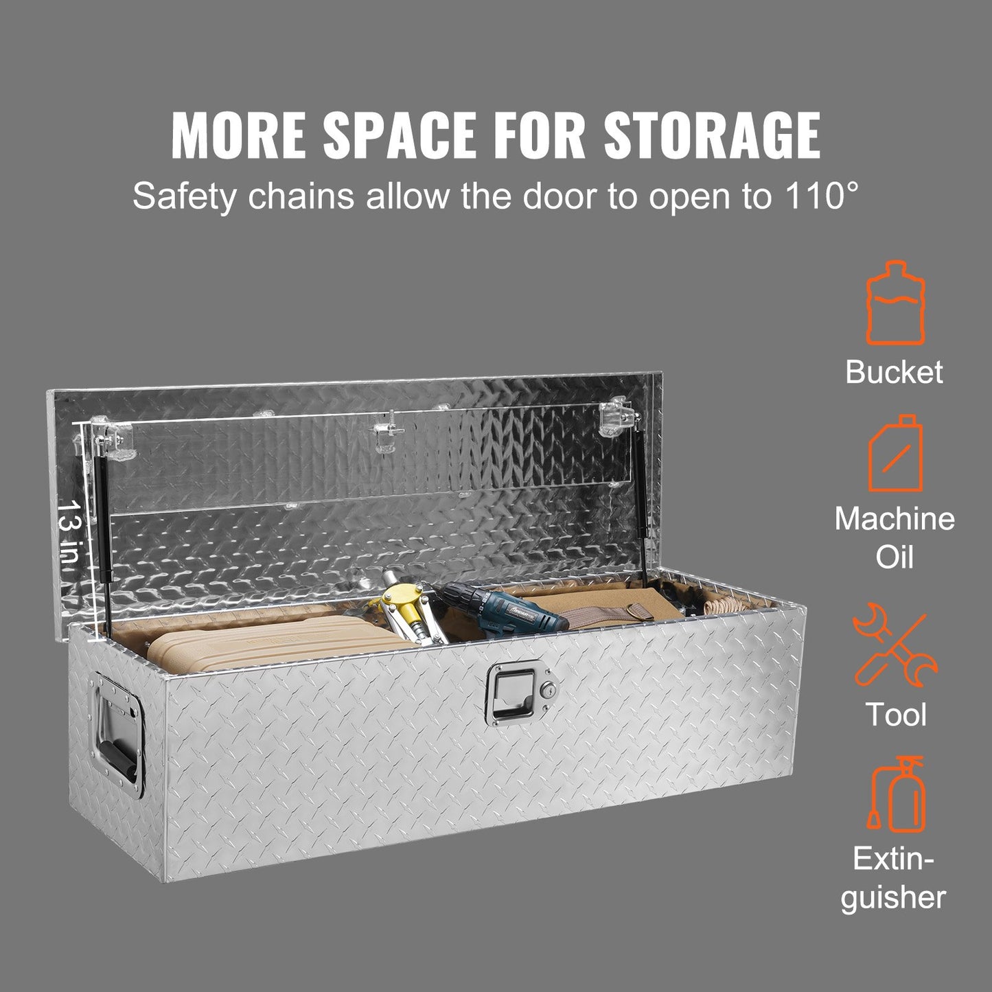 VEVOR Heavy Duty Aluminum Truck Bed Tool Box, Diamond Plate Tool Box with Side Handle