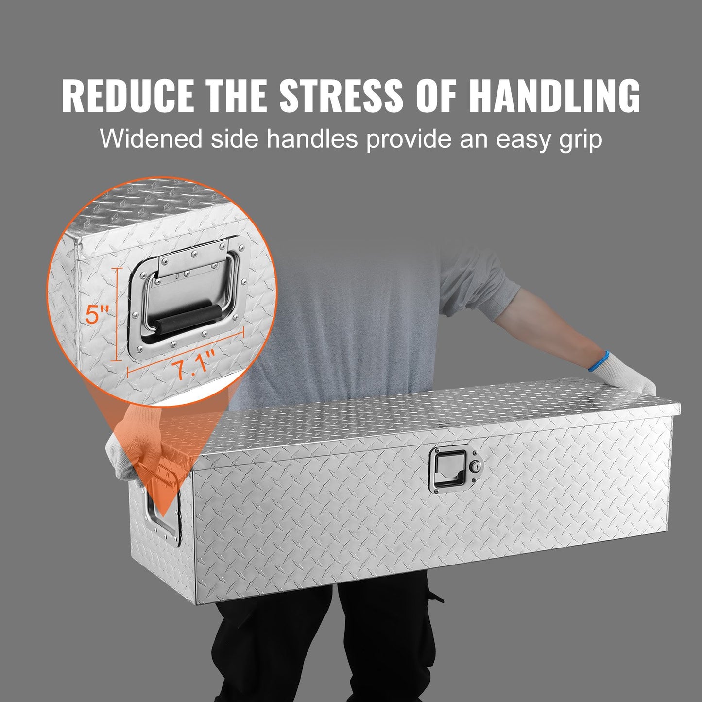 VEVOR Heavy Duty Aluminum Truck Bed Tool Box, Diamond Plate Tool Box with Side Handle