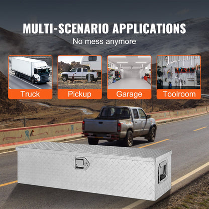 VEVOR Heavy Duty Aluminum Truck Bed Tool Box, Diamond Plate Tool Box with Side Handle