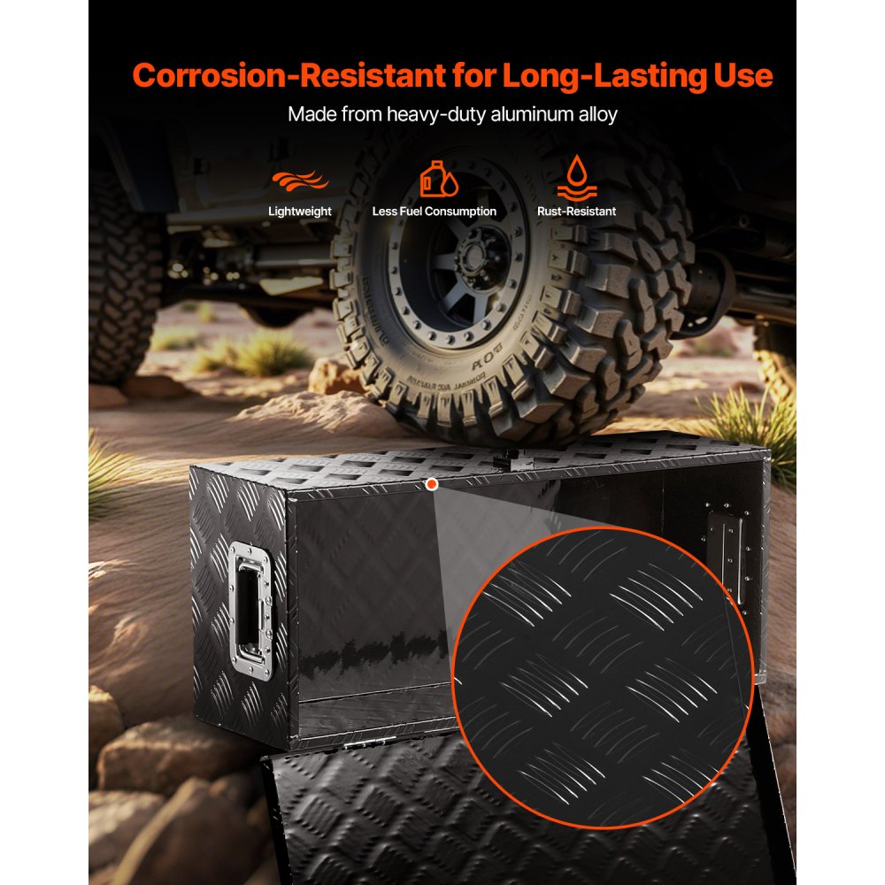 762x330.2x243.84mm Heavy Duty Aluminum Truck Bed Tool Box for Pickup Black