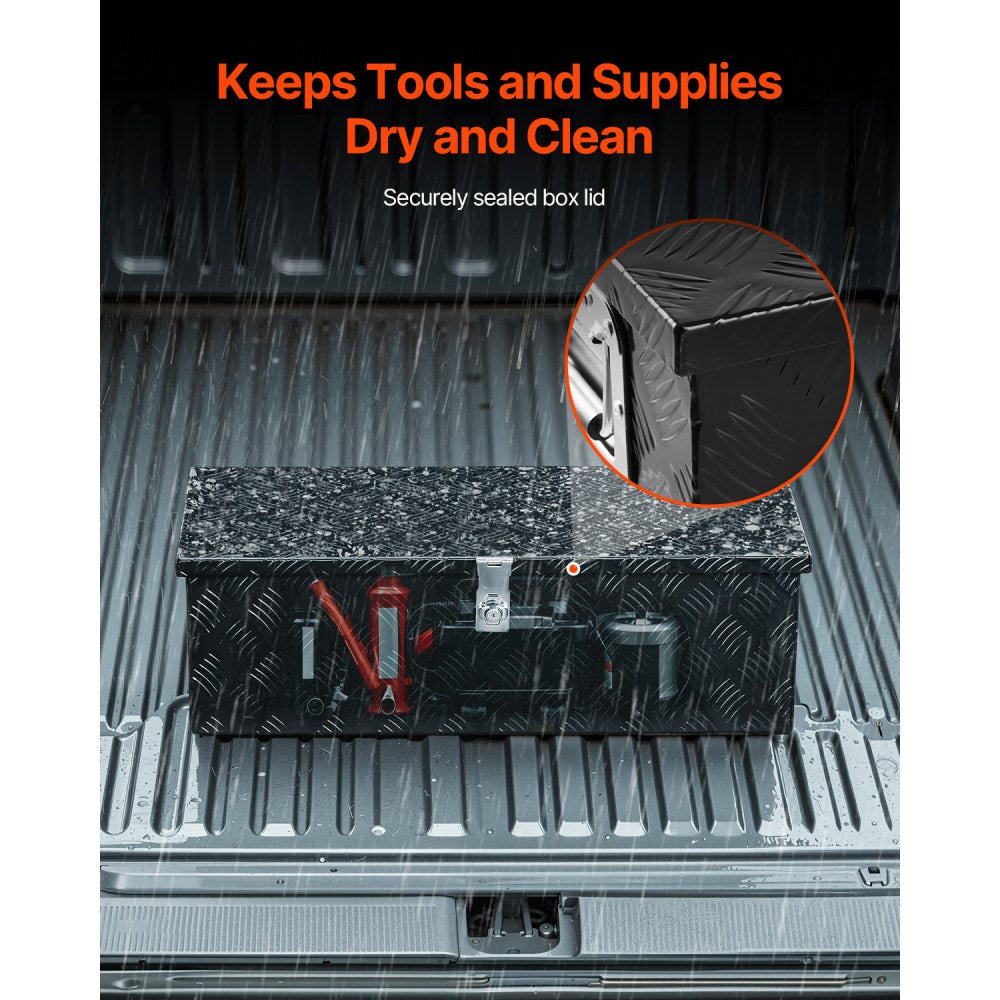 762x330.2x243.84mm Heavy Duty Aluminum Truck Bed Tool Box for Pickup Black