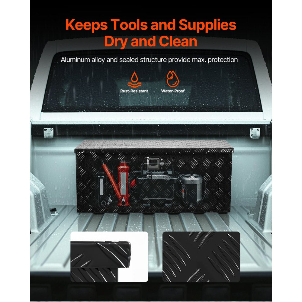 VEVOR 899x370x370mm Heavy Duty Aluminum Truck Bed Tool Box for Pickup Black
