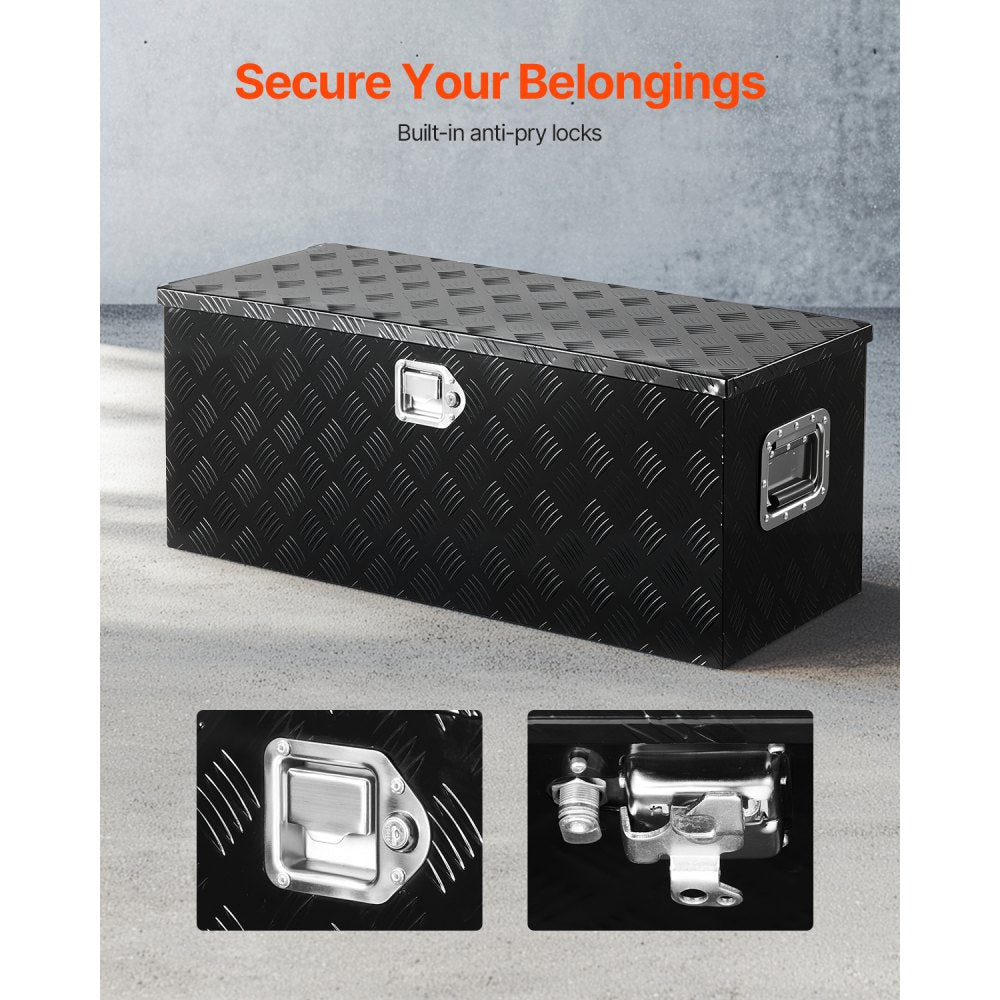 VEVOR 899x370x370mm Heavy Duty Aluminum Truck Bed Tool Box for Pickup Black