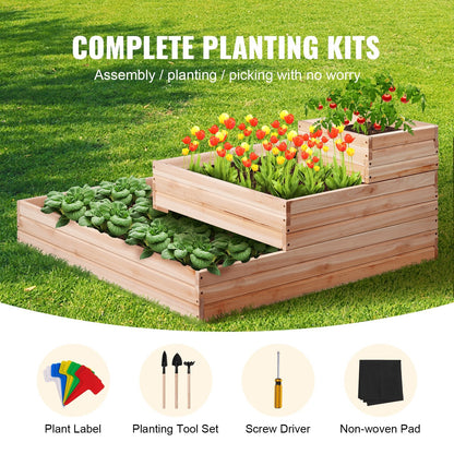 Wooden Raised Planter Box for Flowers, Vegetables & Herbs, 113x113x51 cm