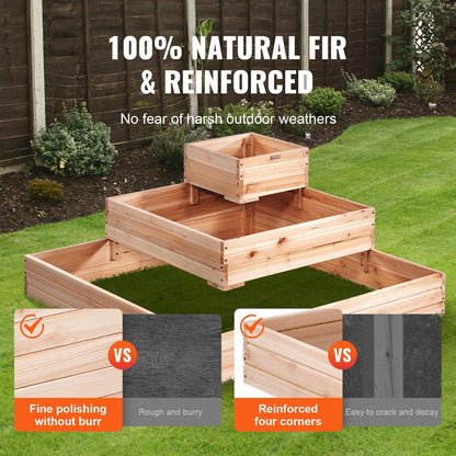 Wooden Raised Planter Box for Flowers, Vegetables & Herbs, 113x113x51 cm