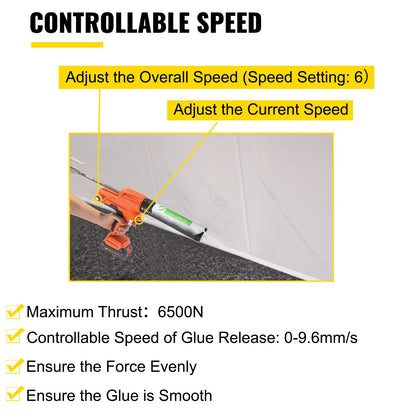 20V Iron Silicone Caulking Gun, 300 ML, Adjustable Speed, 5 kg, Durable Handle