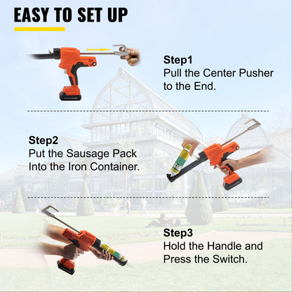 20V Iron Silicone Caulking Gun, 300 ML, Adjustable Speed, 5 kg, Durable Handle