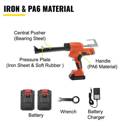 20V Iron Silicone Caulking Gun, 300 ML, Adjustable Speed, 5 kg, Durable Handle