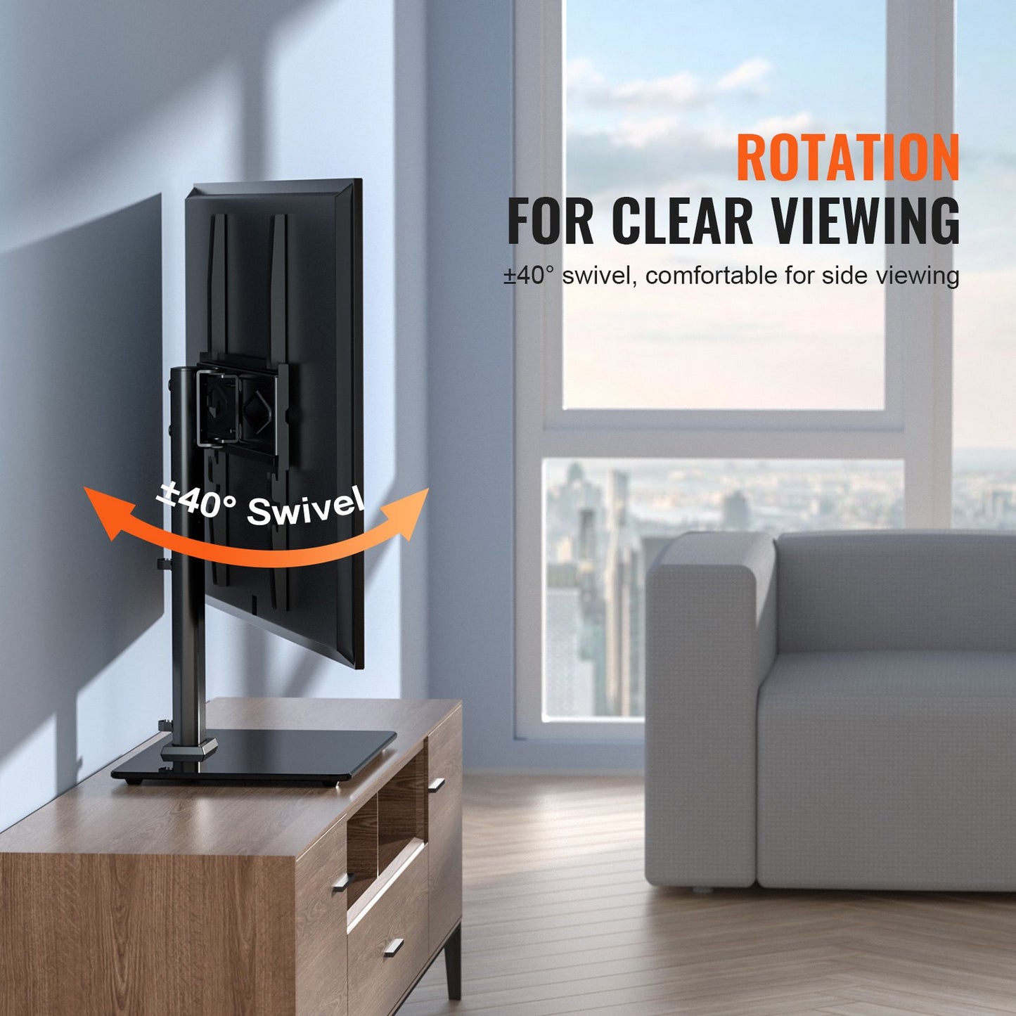 VEVOR TV Stand Mount, Swivel Universal TV Stand for 32 to 55 inch TVs, Height Adjustable