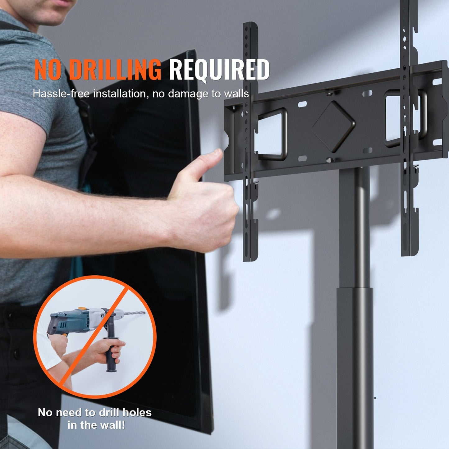 VEVOR TV Stand Mount, Swivel Tall TV Stand for 32 to 65 inch TVs, Height Adjustable