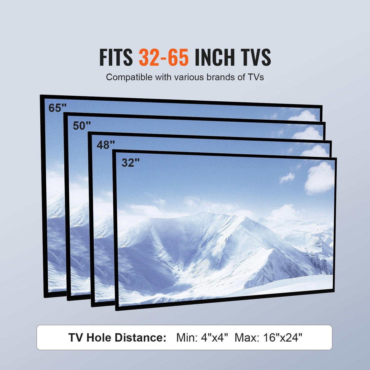 Swivel Tall TV Stand for 0.8-1.6m Screens, Adjustable Height & Glass Base