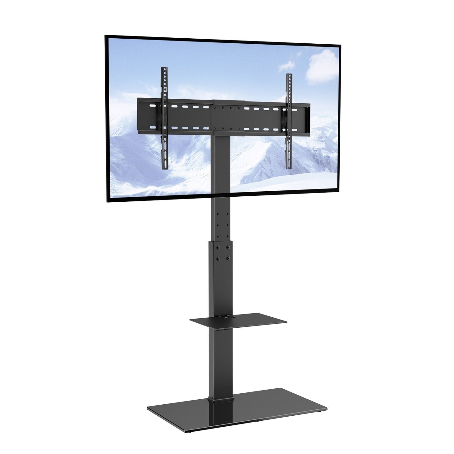 Swivel TV Stand for 0.8 to 2.2m TVs, Height Adjustable with Glass Base