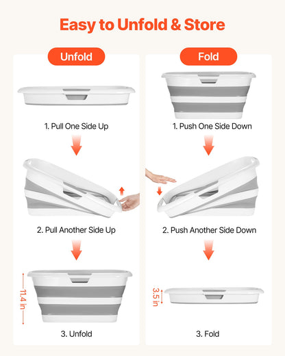 Dog Bathtub, Collapsible Dog Bath Tub, Pet Bathing Grooming Wash Shower Station, Portable Space-saving & Stable Support, Built-In Drainage Hole for Small Pet Puppy Doggie Cat Outdoor, Gray White