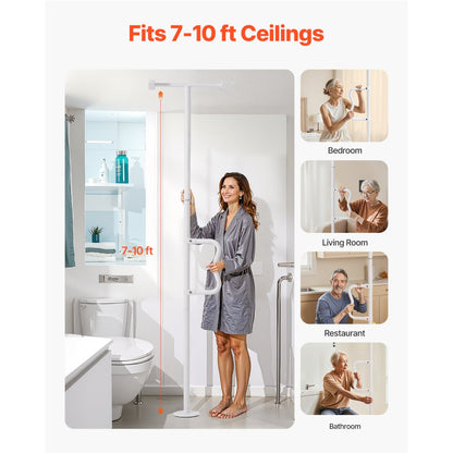 VEVOR Floor-to-Ceiling Transfer Pole 136kg Capacity for 2.14-3.05m Ceiling White