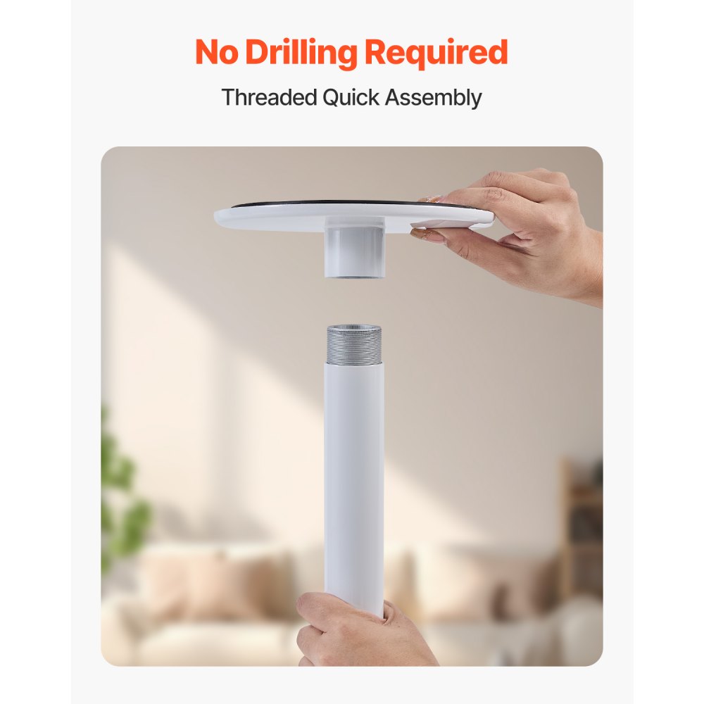 VEVOR Floor-to-Ceiling Transfer Pole 136kg Capacity for 2.14-3.05m Ceiling White
