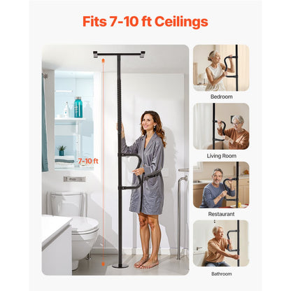 VEVOR Floor-to-Ceiling Transfer Pole 136kg Capacity for 2.14-3.05m Ceiling Black