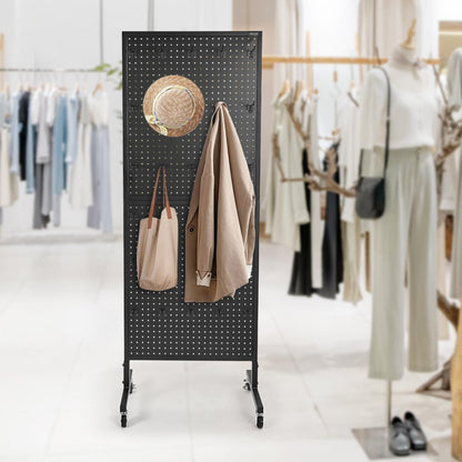 VEVOR Pegboard Display Stand with 30 Hooks & Wheels Pegboard Panel Display Black