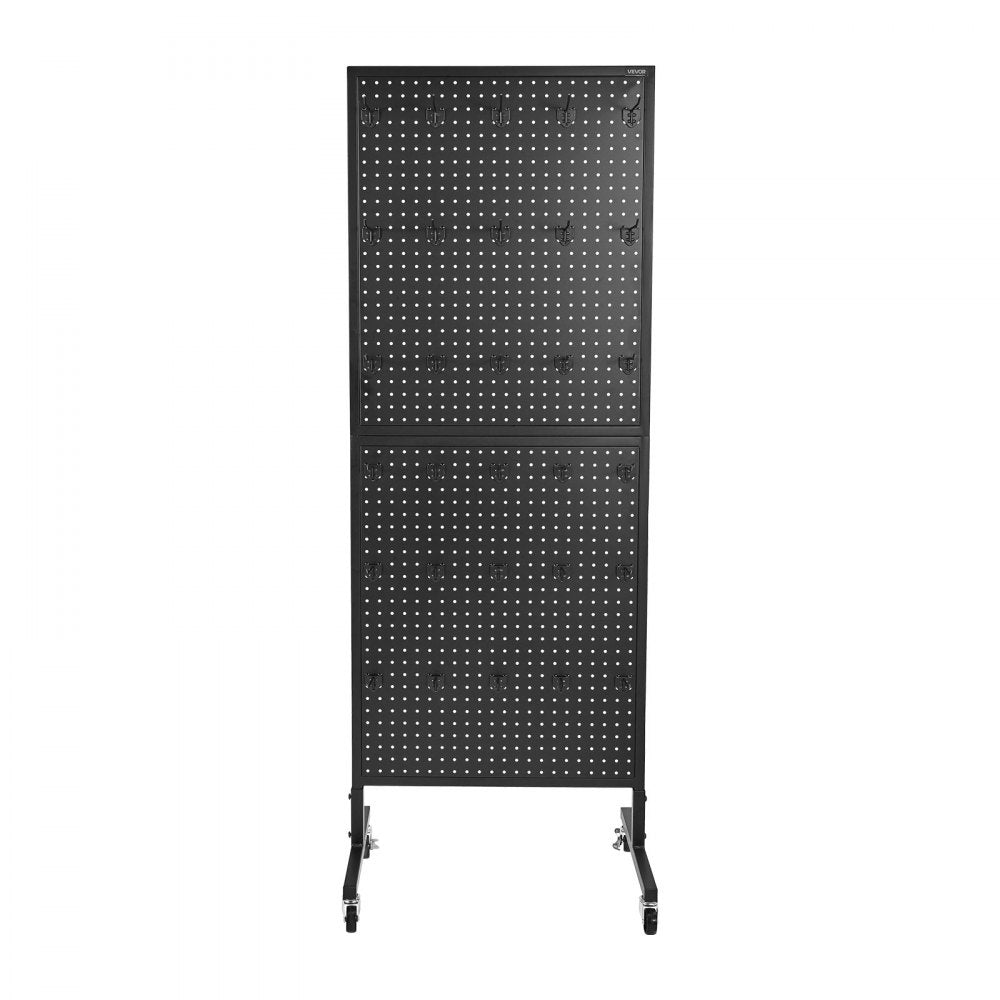 VEVOR Pegboard Display Stand with 30 Hooks & Wheels Pegboard Panel Display Black