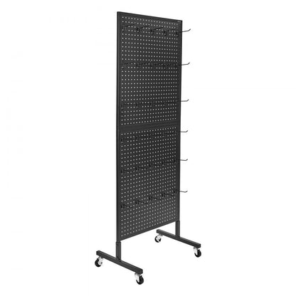 VEVOR Pegboard Display Stand with 30 Hooks & Wheels Pegboard Panel Display Black