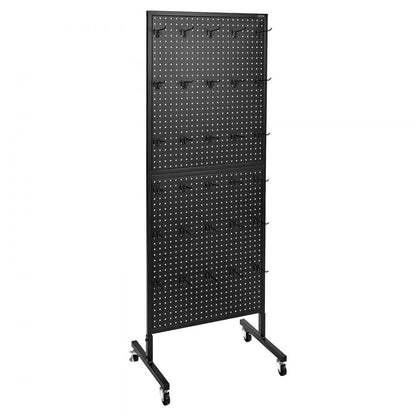 VEVOR Pegboard Display Stand with 30 Hooks & Wheels Pegboard Panel Display Black