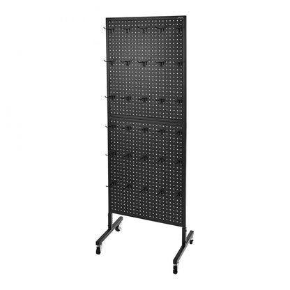 VEVOR Pegboard Display Stand with 30 Hooks & Wheels Pegboard Panel Display Black