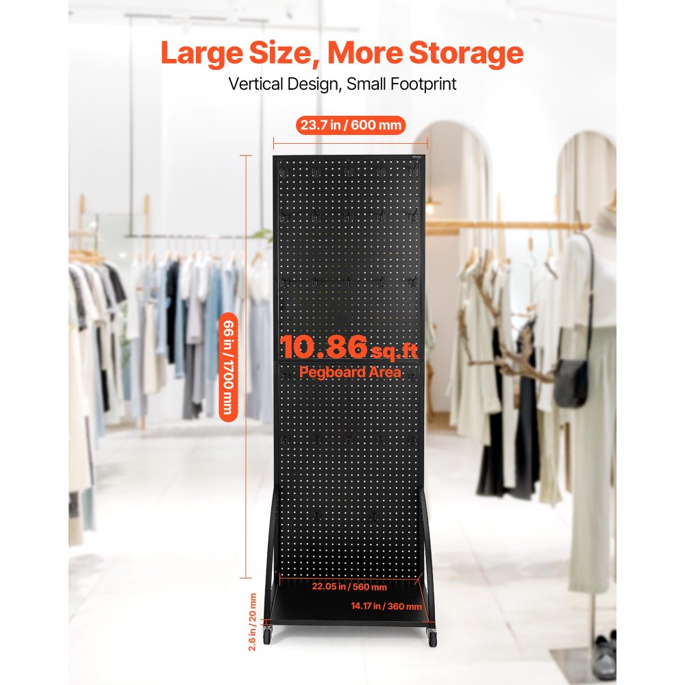 VEVOR Pegboard Display Stand with a Plate & 30 Hooks Pegboard Display Rack Black