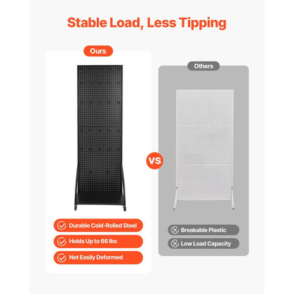 VEVOR Pegboard Display Stand with a Plate & 30 Hooks Pegboard Display Rack Black