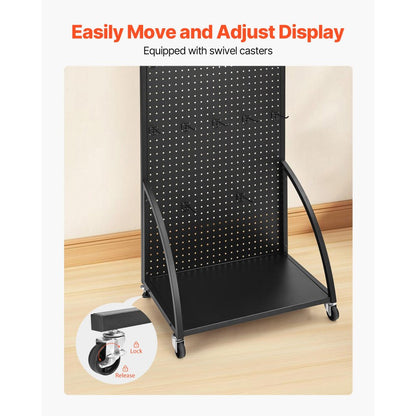 VEVOR Pegboard Display Stand with a Plate & 30 Hooks Pegboard Display Rack Black