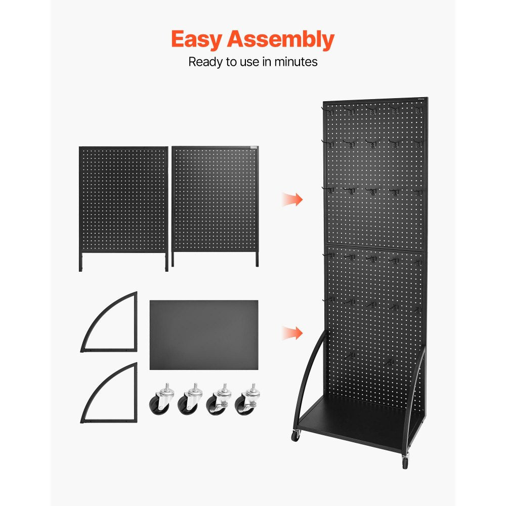 VEVOR Pegboard Display Stand with a Plate & 30 Hooks Pegboard Display Rack Black
