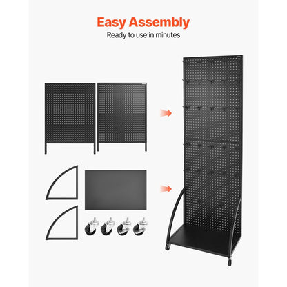 VEVOR Pegboard Display Stand with a Plate & 30 Hooks Pegboard Display Rack Black