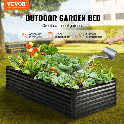 Galvanized Metal Garden Bed, 2.4 x 1.2 x 0.6 m Planter Box for Outdoor Planting