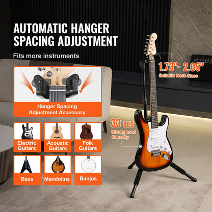 Adjustable Tripod Guitar Stand, Foldable, 0.9-1.2m Height, 15kg Capacity