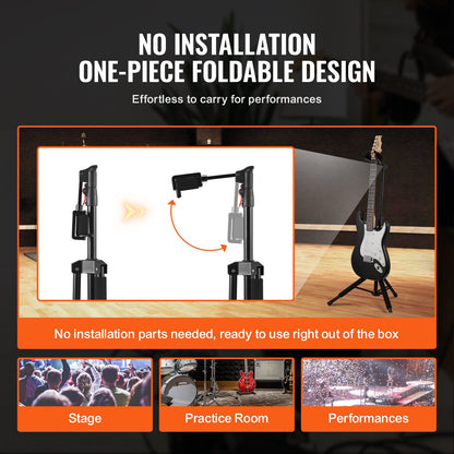 VEVOR Tripod Guitar Stand Floor-Standing Foldable 900-1200 mm Adjustable Height