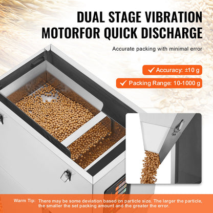 VEVOR Particle Filling Machine, 10-1000g, Automatic Filler Machine with Foot Pedal,