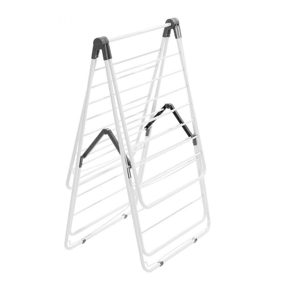 VEVOR 2-Tier Foldable Clothes Drying Rack with Sock Clips & 31 Drying Rods White
