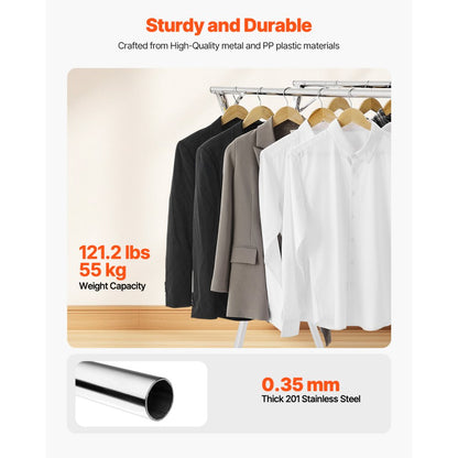 VEVOR 2-Tier Telescopic Clothes Drying Rack w/ 30 Windproof Holes & 2 Shoe Hooks